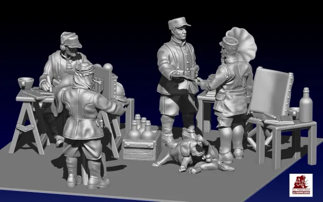 Des Tranchées aux Barricades L’état major du Général Gouraud fichiers STL 28/32 mm