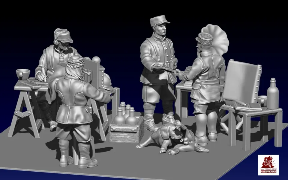 Des Tranchées aux Barricades L’état major du Général Gouraud fichiers STL 28/32 mm