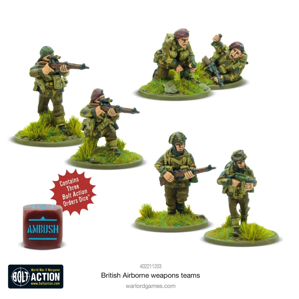Bolt Action British Airborne weapons teams équipes d’armes résine
