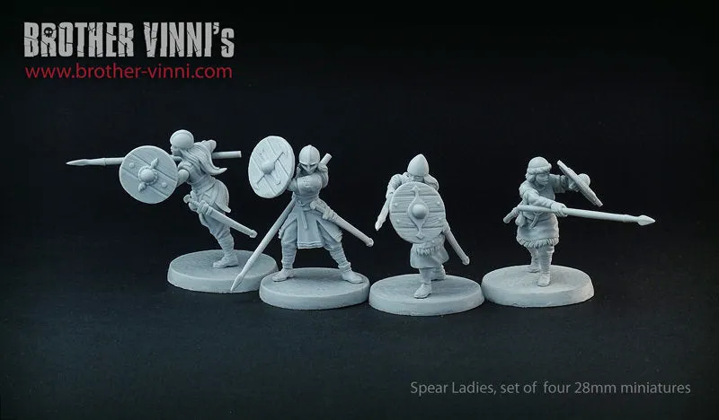 Brother Vinni Shield Maidens with spears figurines résine 28mm lot de 4