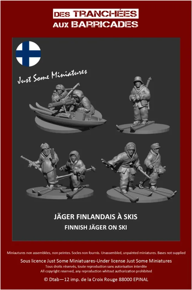 Des Tranchées aux Barricades Jäger finlandais à skis figurines résine 28mm