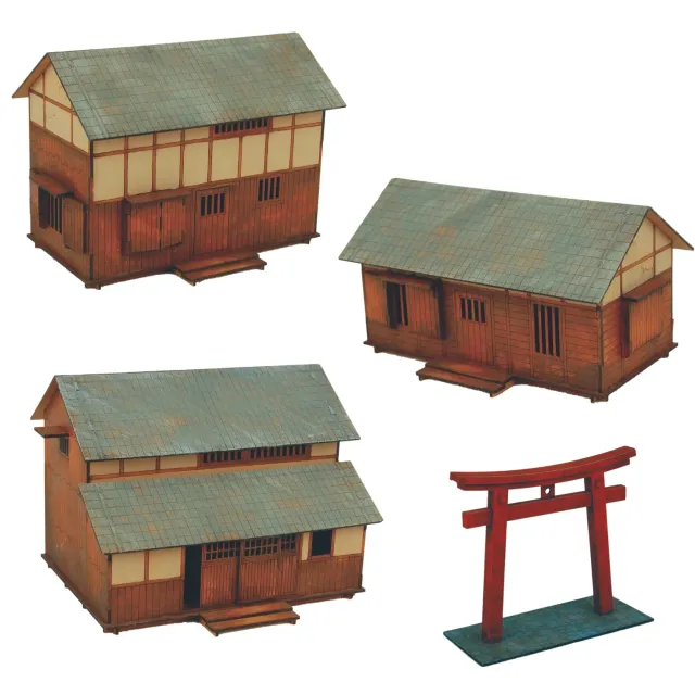 Bolt Action Feudal Japan Village décor MDF 4 bâtiments