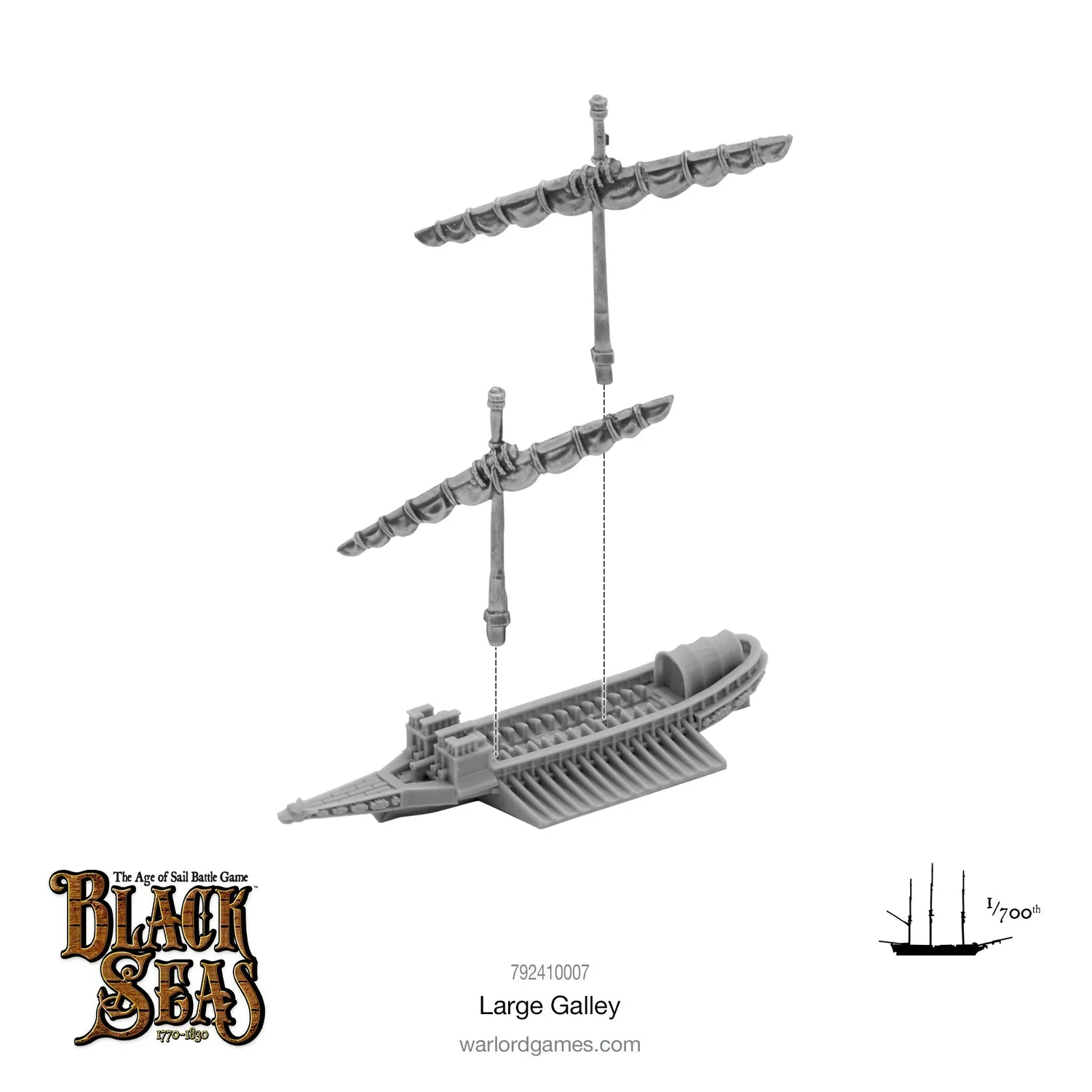 Bolt Action Black Seas Large Galley navire en résine et métal