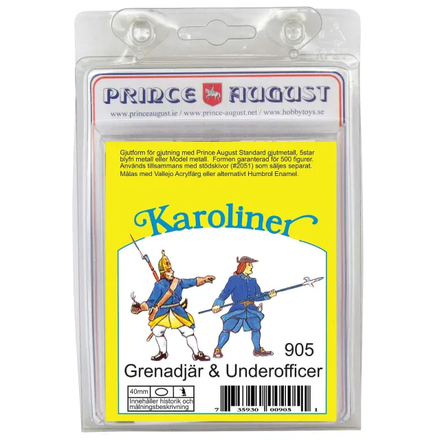 Prince August Karoliner Grenadier Officier PAS905 moule 40mm métal