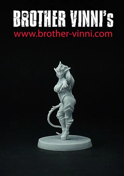 Brother Vinni Female Dark Elf Warlock figurine résine 28mm magie