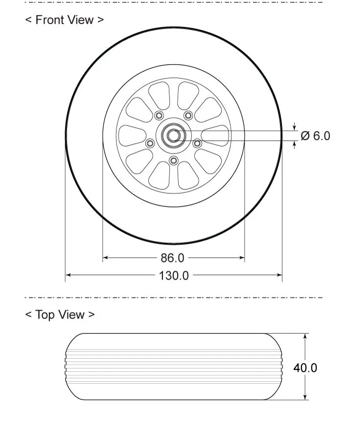 Black Horse Model Rubber Wheel/Hub roue caoutchouc 130 mm