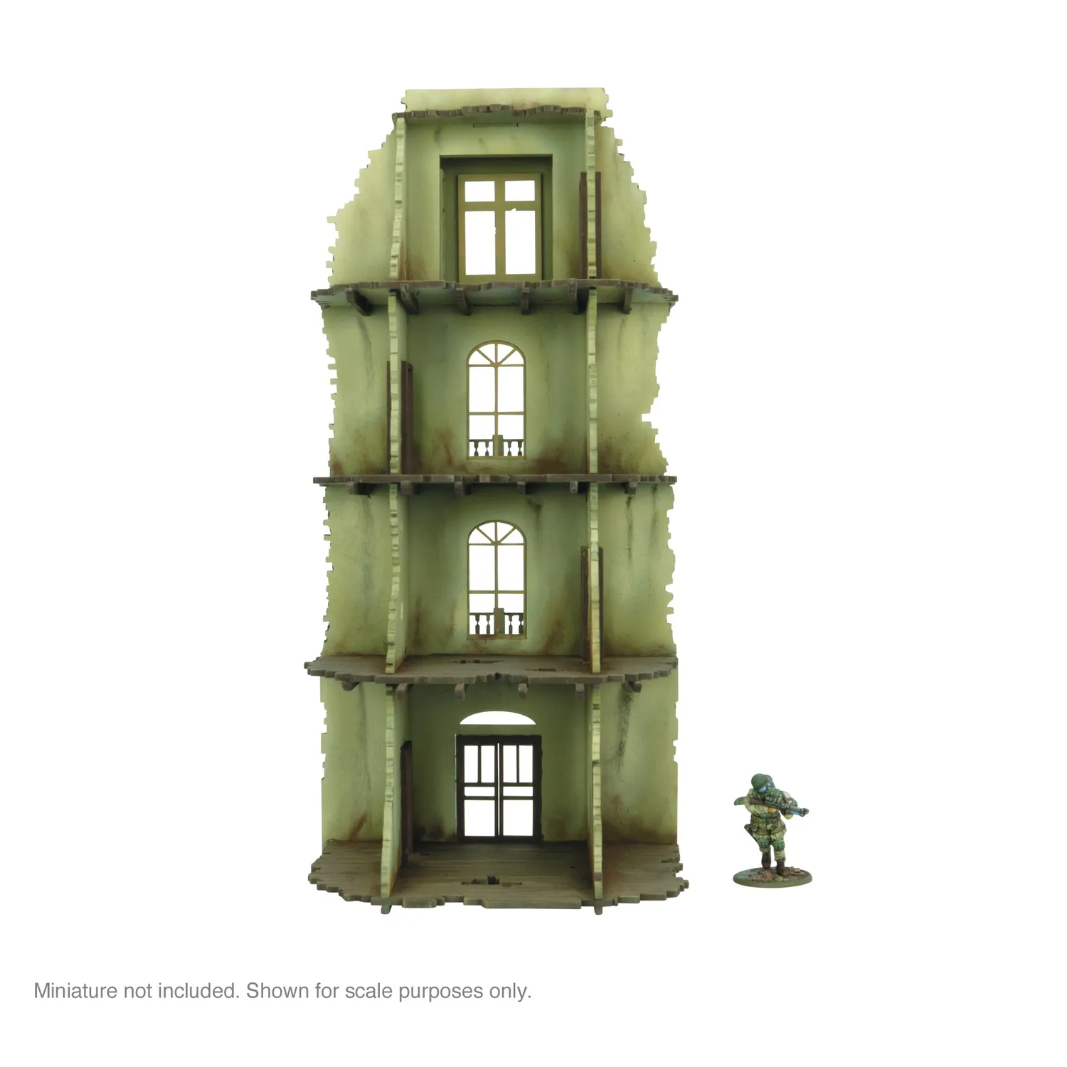 Bolt Action City in Ruins - 4 Storey Building Facade (1) décor MDF ruiné