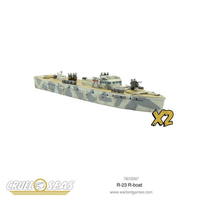Bolt Action Cruel Seas R-23 R-Boat navire résine x2