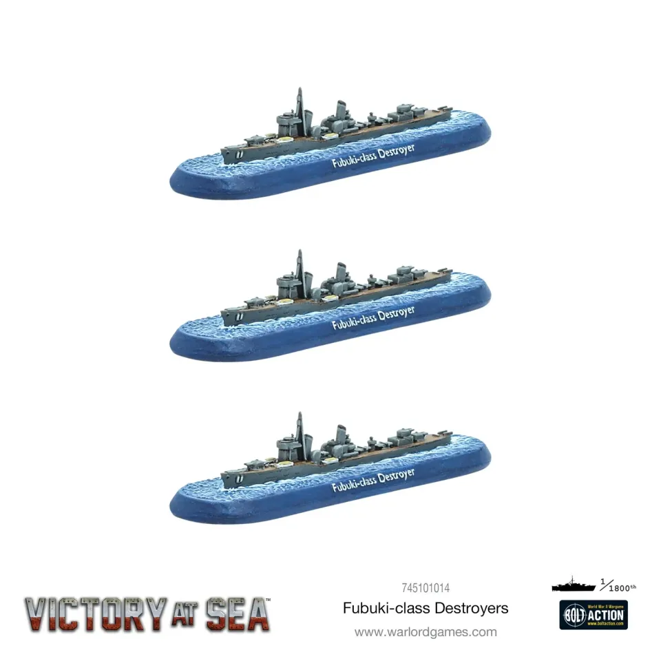 Bolt Action Victory at Sea Fubuki destroyers résine