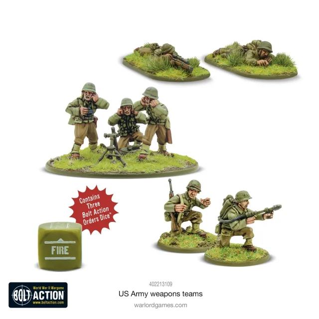 Bolt Action US Army weapons teams équipes de soutien en résine
