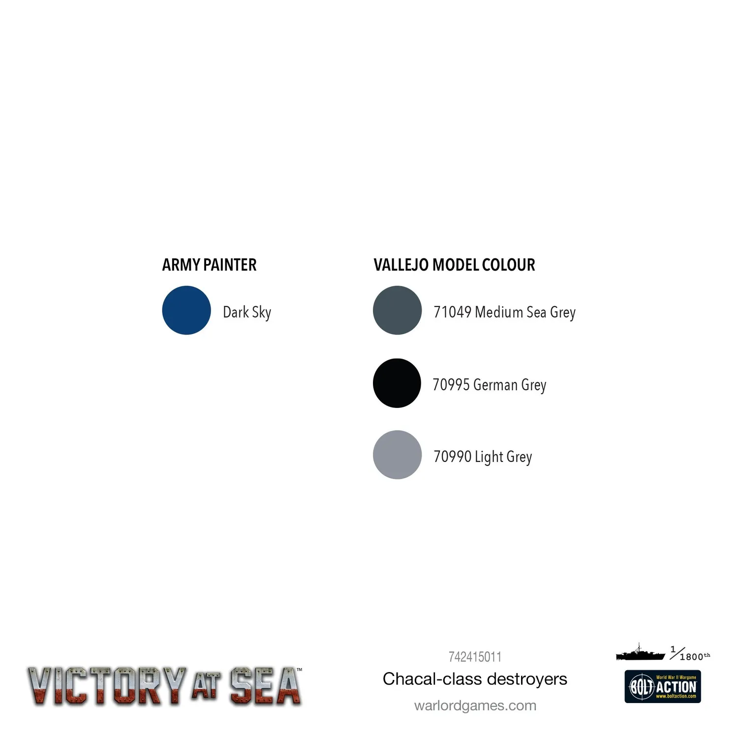 Bolt Action Victory at Sea Chacal-class destroyers navires métal français