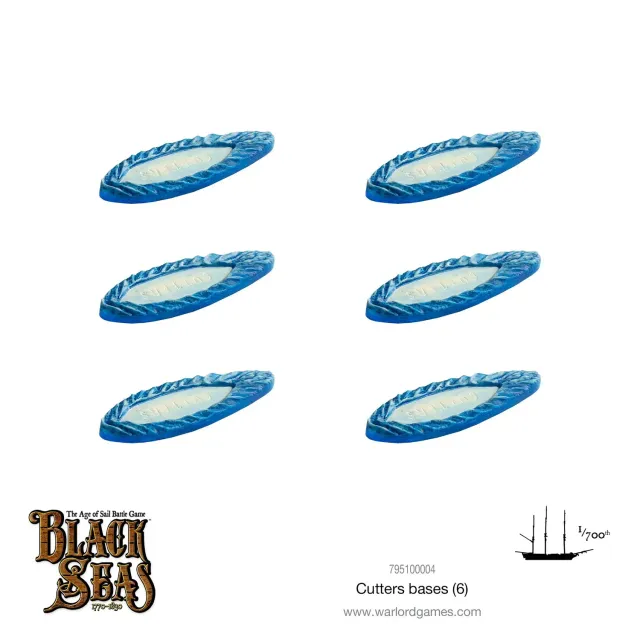 Bolt Action Black Seas Cutters Bases socles résine 6 pièces