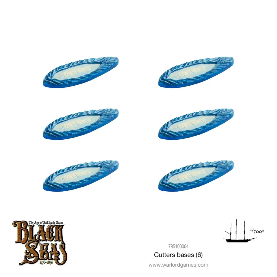 Bolt Action Black Seas Cutters Bases socles résine 6 pièces