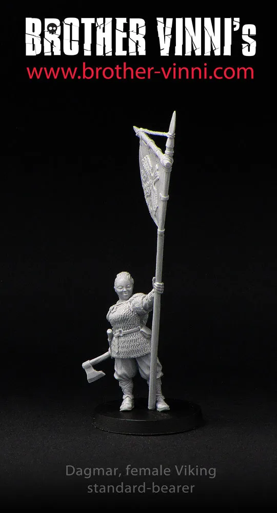 Brother Vinni Viking Banner Bearer figurine résine 28mm femme