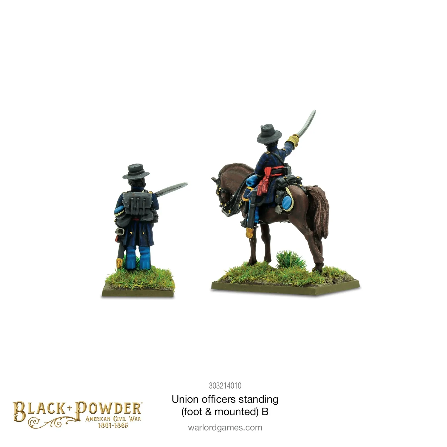 Black Powder Union Officers standing foot mounted B figurines métal commandement