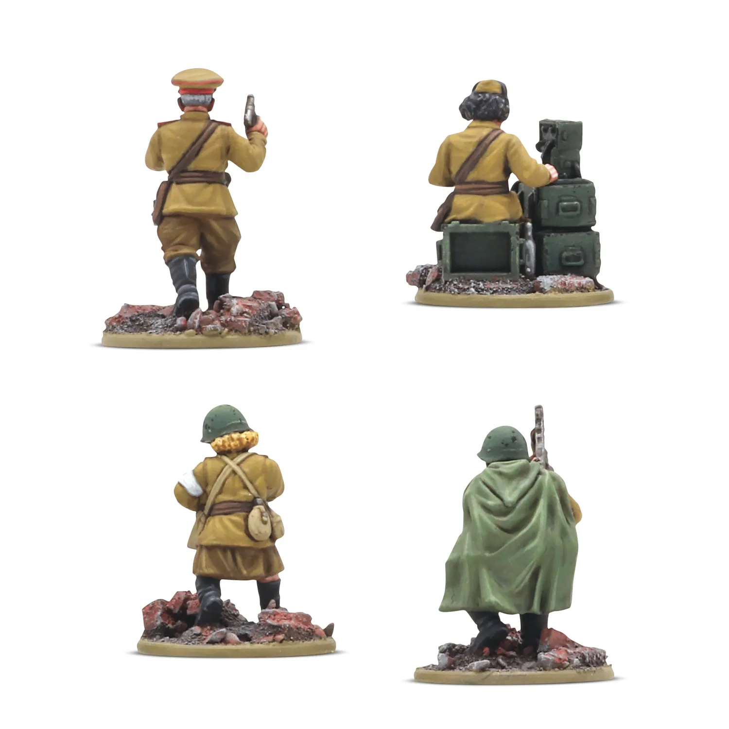 Bolt Action Soviet Infantry HQ figurines QG résine x4