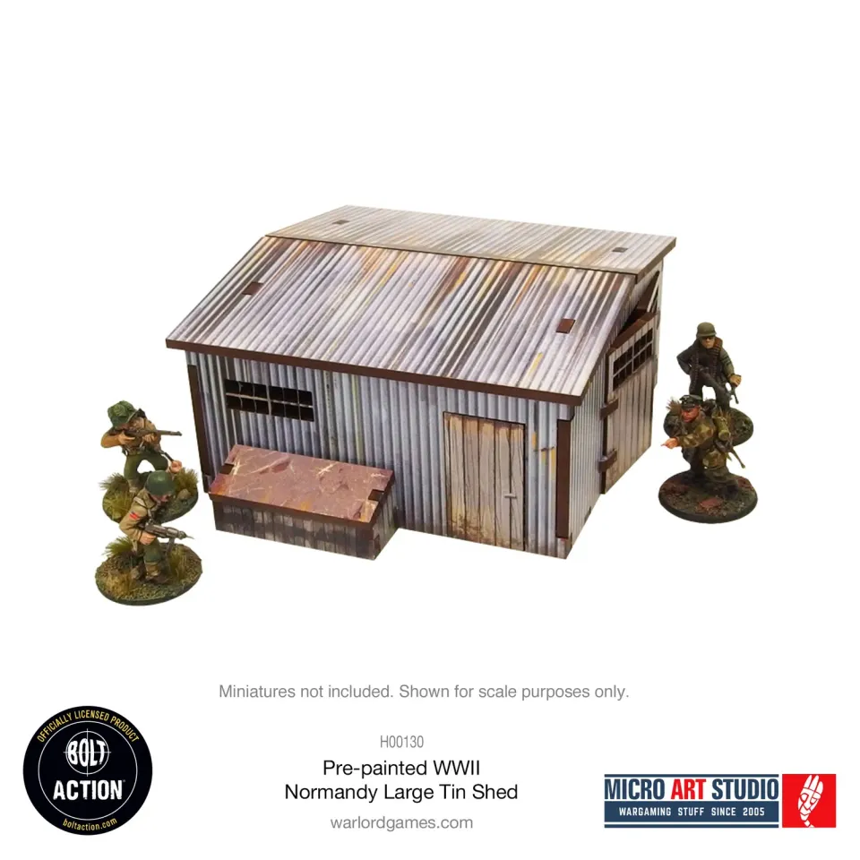 Bolt Action Pre-painted WW2 Normandy Large Tin Shed décor prépeint 28–30 mm