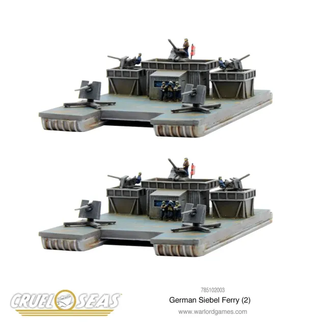 Bolt Action Cruel Seas German Siebel Ferry (2) bateaux résine métal