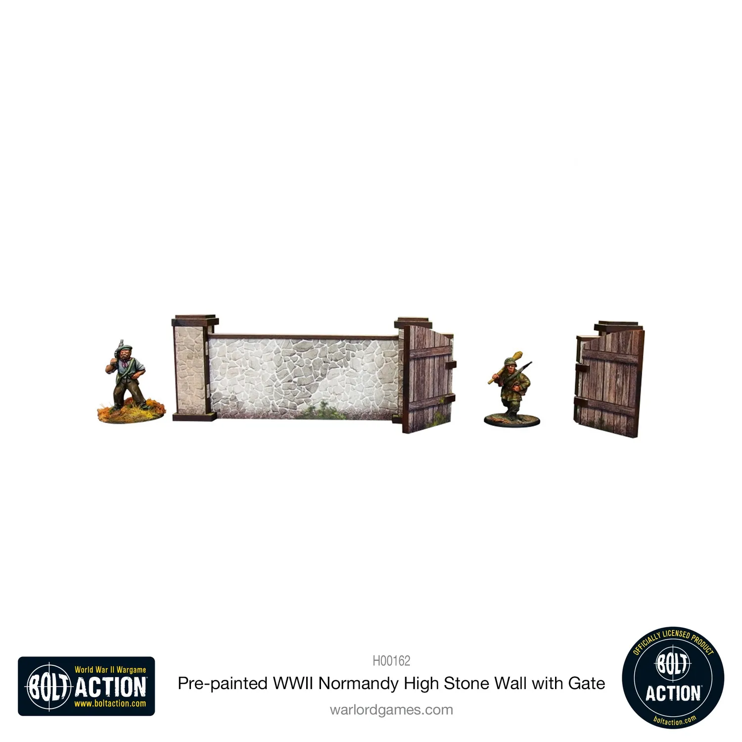 Bolt Action Normandy High Stone Wall with Gate mur prépeint 80 cm