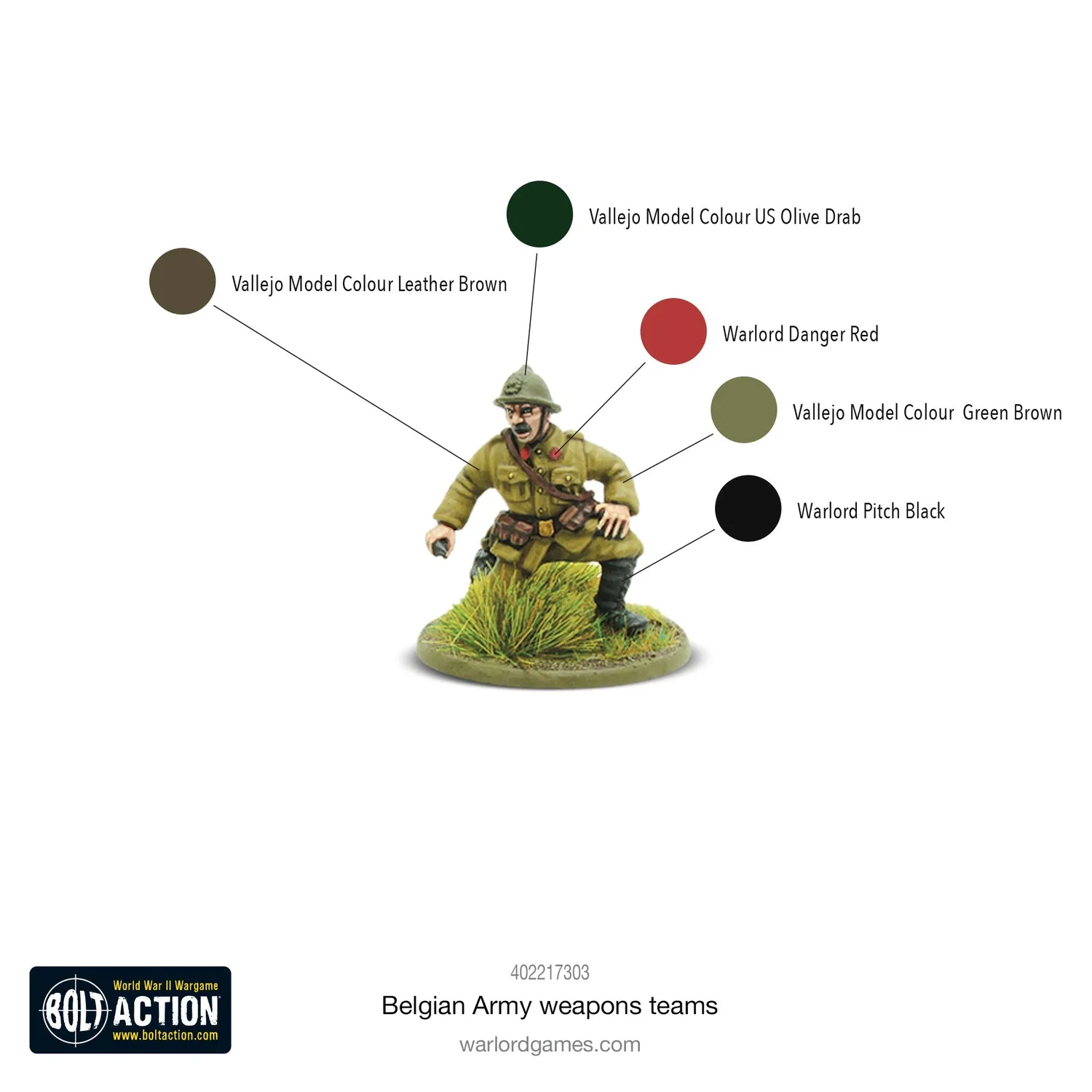 Bolt Action Belgian Army weapons teams figurines