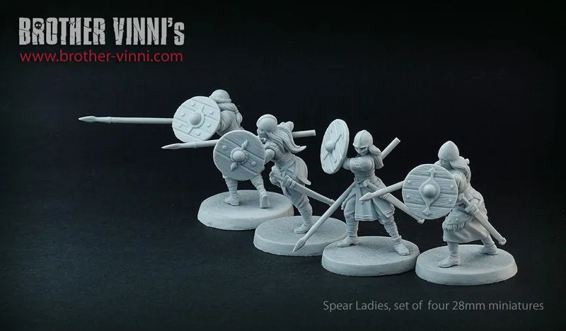 Brother Vinni Shield Maidens with spears figurines résine 28mm lot de 4