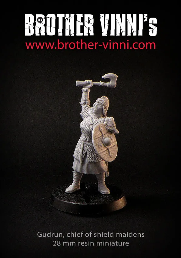 Brother Vinni Shield Maiden figurine résine 28mm cheffe viking