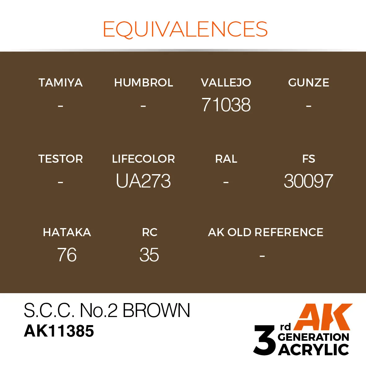 AK Interactive 3Gen Acrylic S.C.C. No.2 Brown peinture 17 ml brun