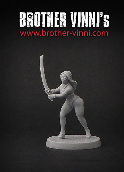 Brother Vinni Girl with Sword figurine fantasy 28 mm katana