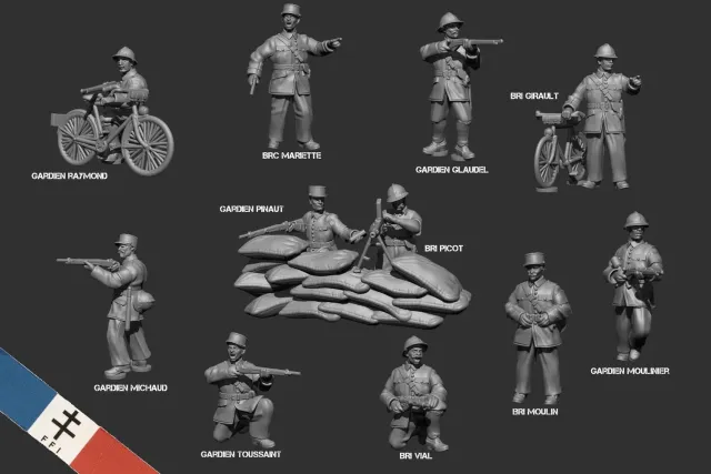 Des Tranchées aux Barricades Policiers Parisiens FFI fichier STL 28mm