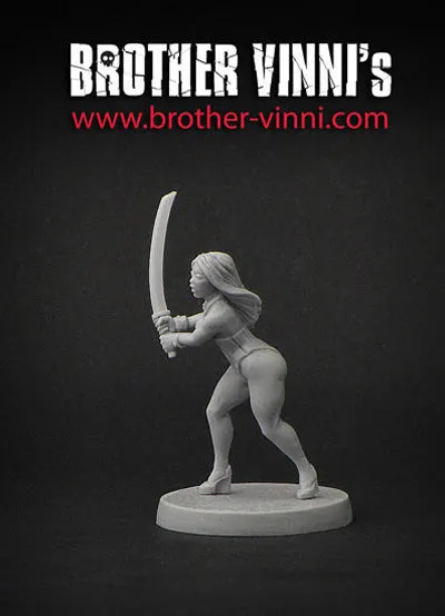 Brother Vinni Girl with Sword figurine fantasy 28 mm katana