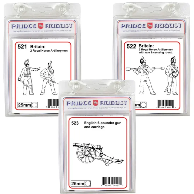 Prince August Artillerie Britannique Canon Lot 3 moules 25mm