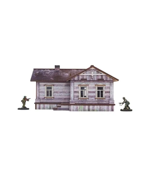 Des Tranchées aux Barricades Maison village russe décor 28mm bois blanchi