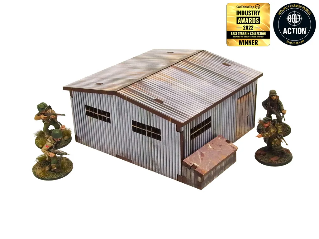 Des Tranchées aux Barricades Grand Hangar tôle décor 28mm MDF