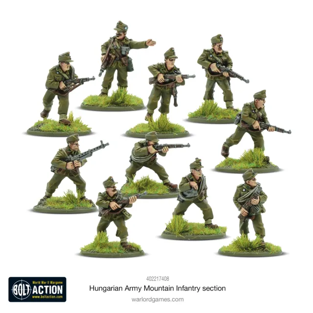 Bolt Action Hungarian Army Mountain Infantry Section 10 figurines métal