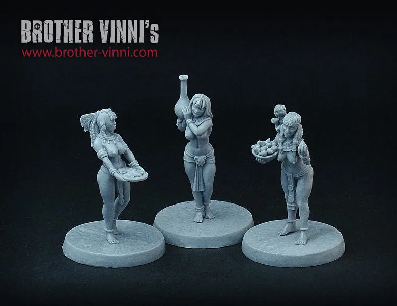 BROTHER VINNI Egyptian Maid Servants Girls figurines résine 28 mm, lot de 3