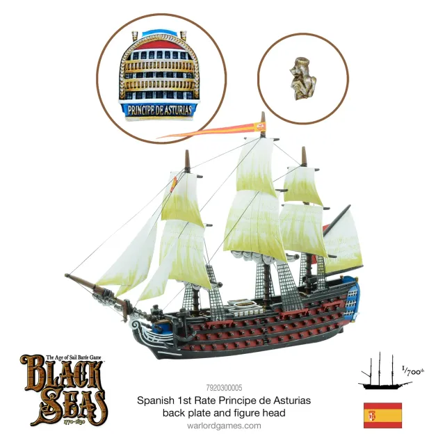 Bolt Action Black Seas 1st Rate Principe de Asturias proue métal