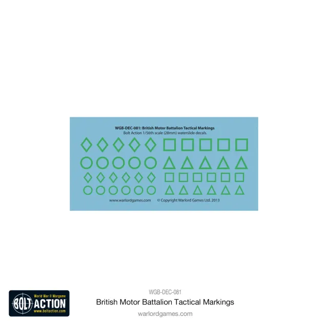 Bolt Action British Motor Battalion décalcomanies tactiques