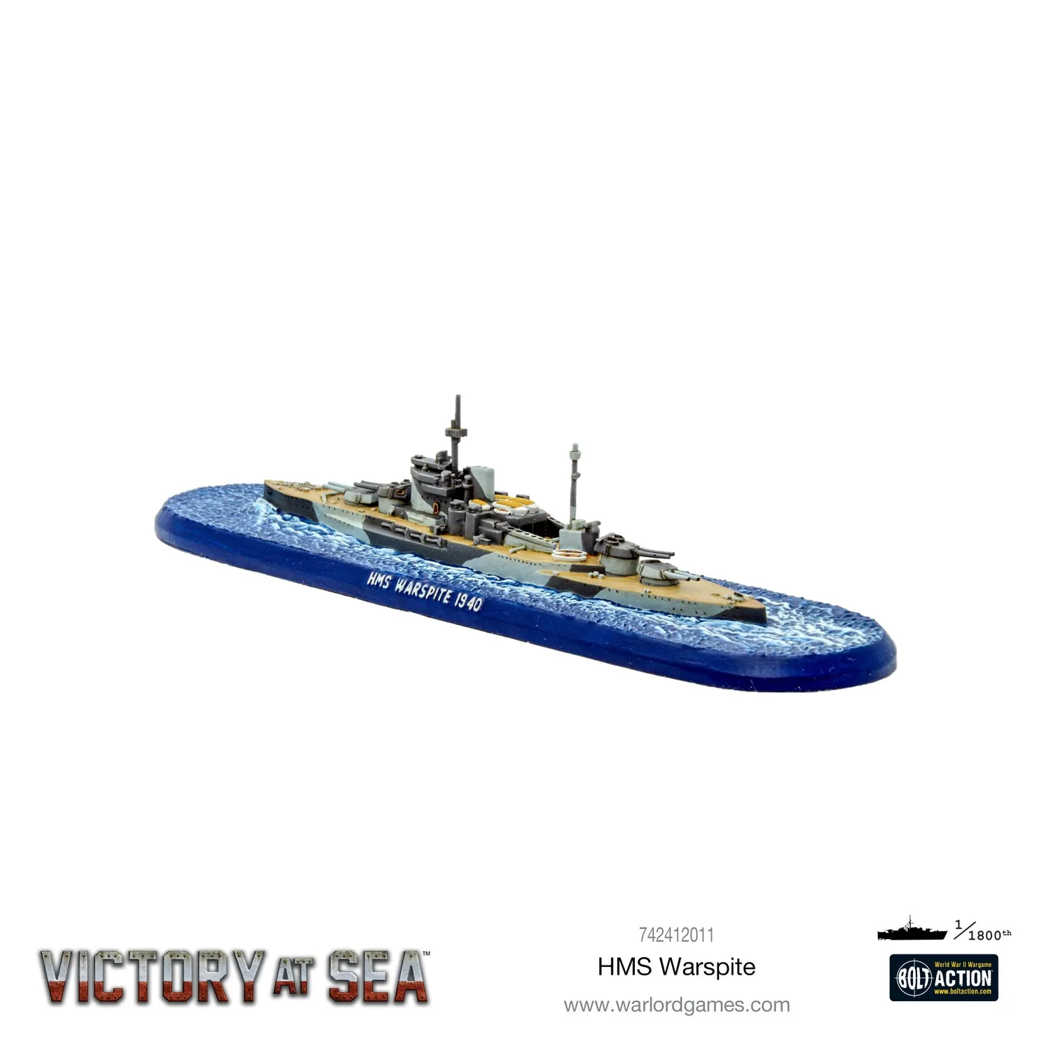 Bolt Action Victory at Sea HMS Warspite navire résine