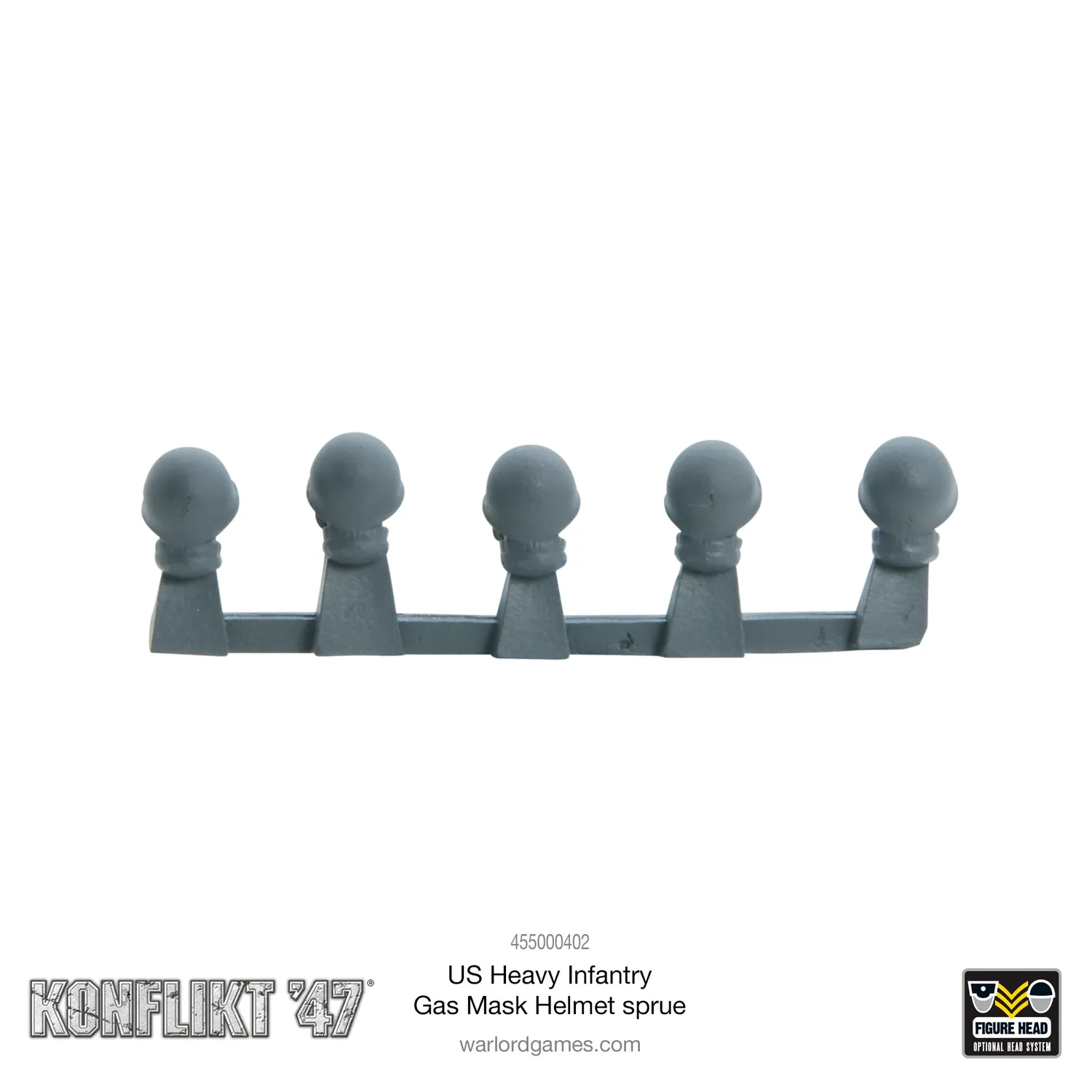 Bolt Action Konflikt '47 US Heavy Infantry Gas mask helmet sprue casques métal