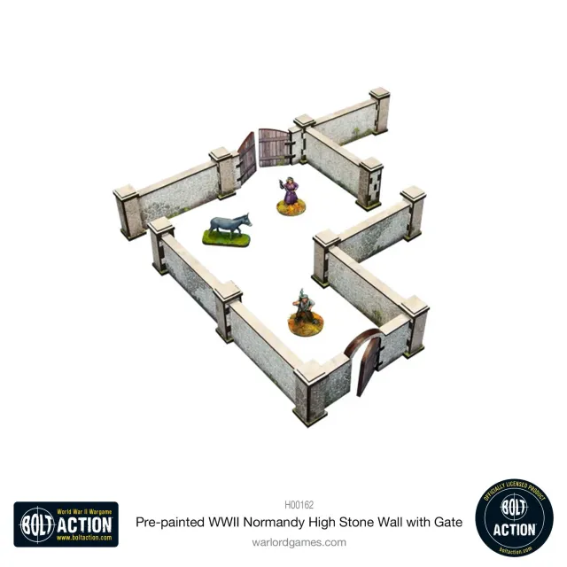 Bolt Action Normandy High Stone Wall with Gate mur prépeint 80 cm