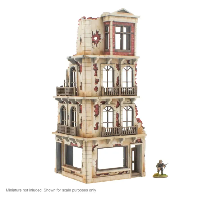 Warlord Games City in Ruins immeuble angle 4 étages décor MDF