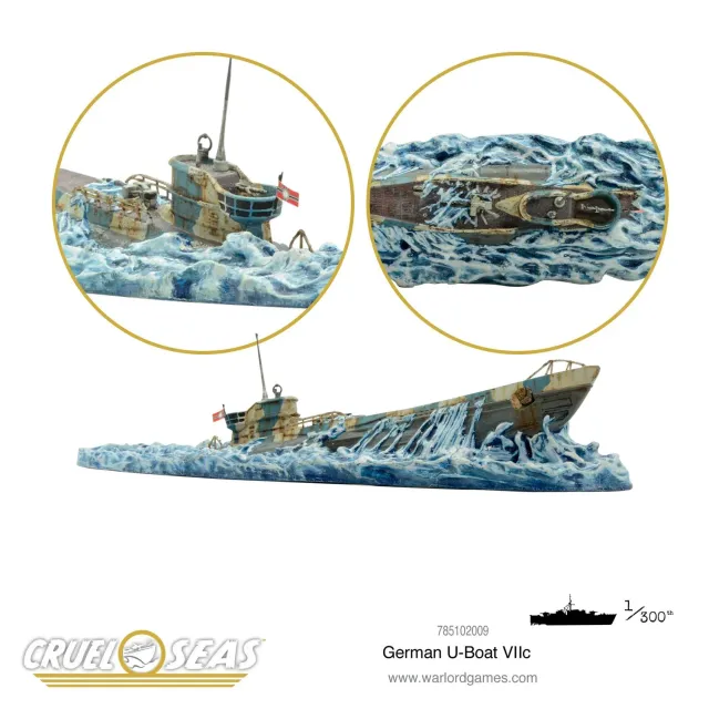 Warlord Games Cruel Seas U-Boat VIIc miniature sous-marin métal