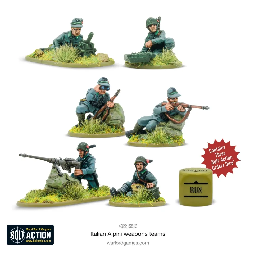 Bolt Action Italian Alpini Weapons Teams équipes d’armes en résine