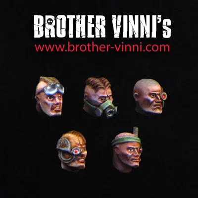 Brother Vinni Male Heads Set 2 lot 5 têtes résine 28mm bits