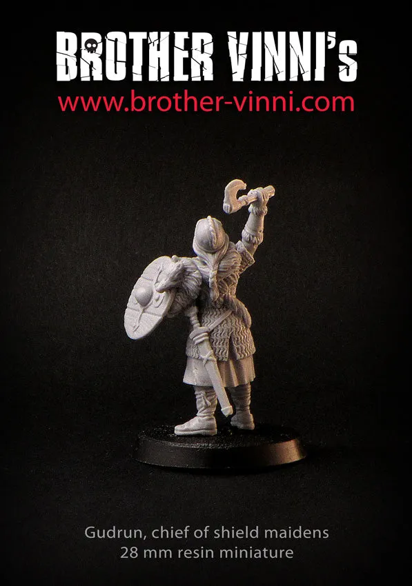 Brother Vinni Shield Maiden figurine résine 28mm cheffe viking