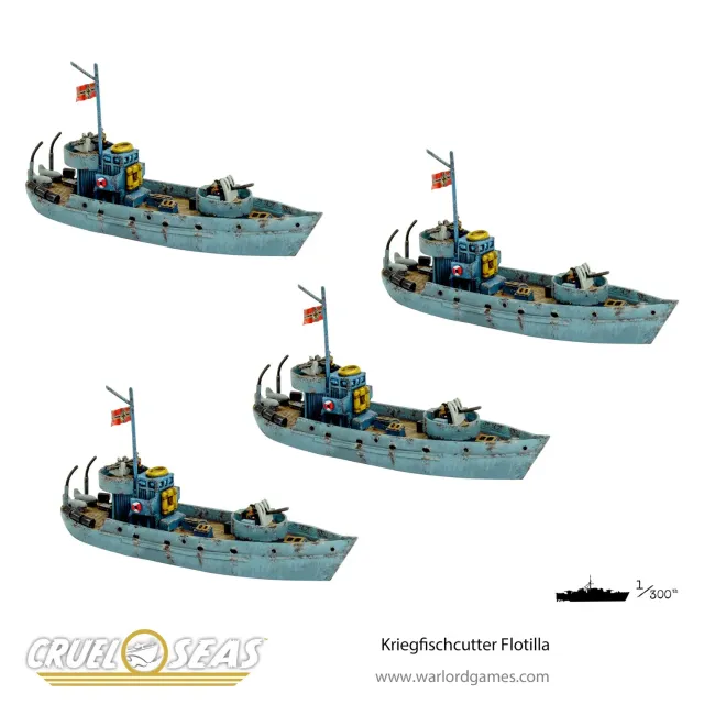 Cruel Seas Kriegsfischkutter flotille 4 navires résine