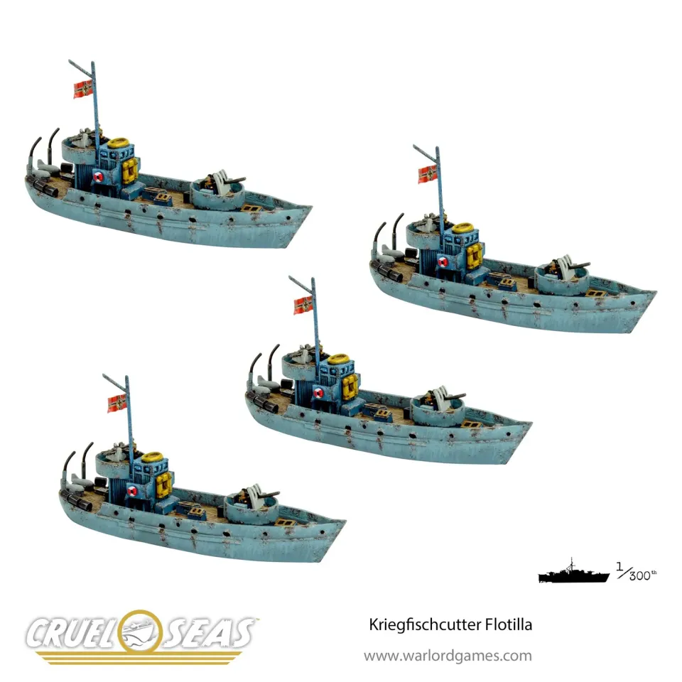 Cruel Seas Kriegsfischkutter flotille 4 navires résine