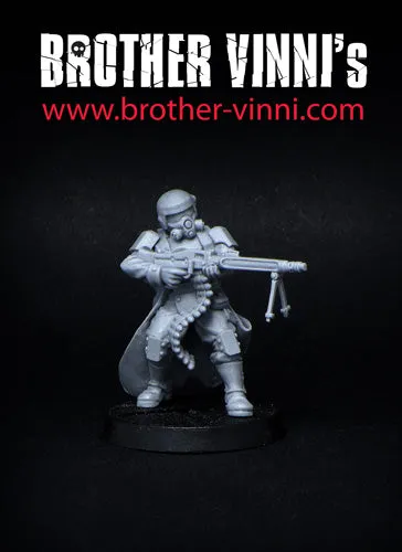 Brother Vinni Veteran Chaingunner figurine 28mm mitrailleur