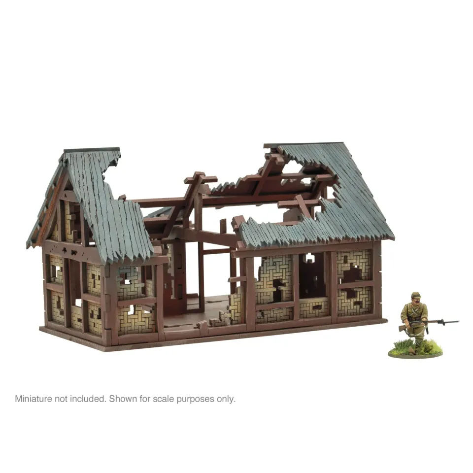 Bolt Action Pacific Theatre L shaped building ruins terrain MDF