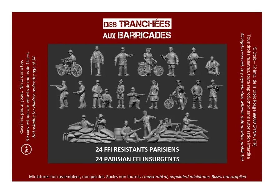 Des Tranchées aux Barricades FFI Parisiens Insurgés figurines 28mm x24